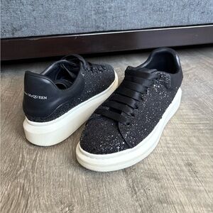 Alexander McQueen Leather Glitter Sneakers Womens Size 12 Maximalist Streetwear